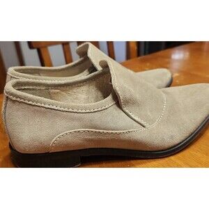 Free People Loafer Brady Leather Suede Beige Slip On Chunky Mule Size 38
